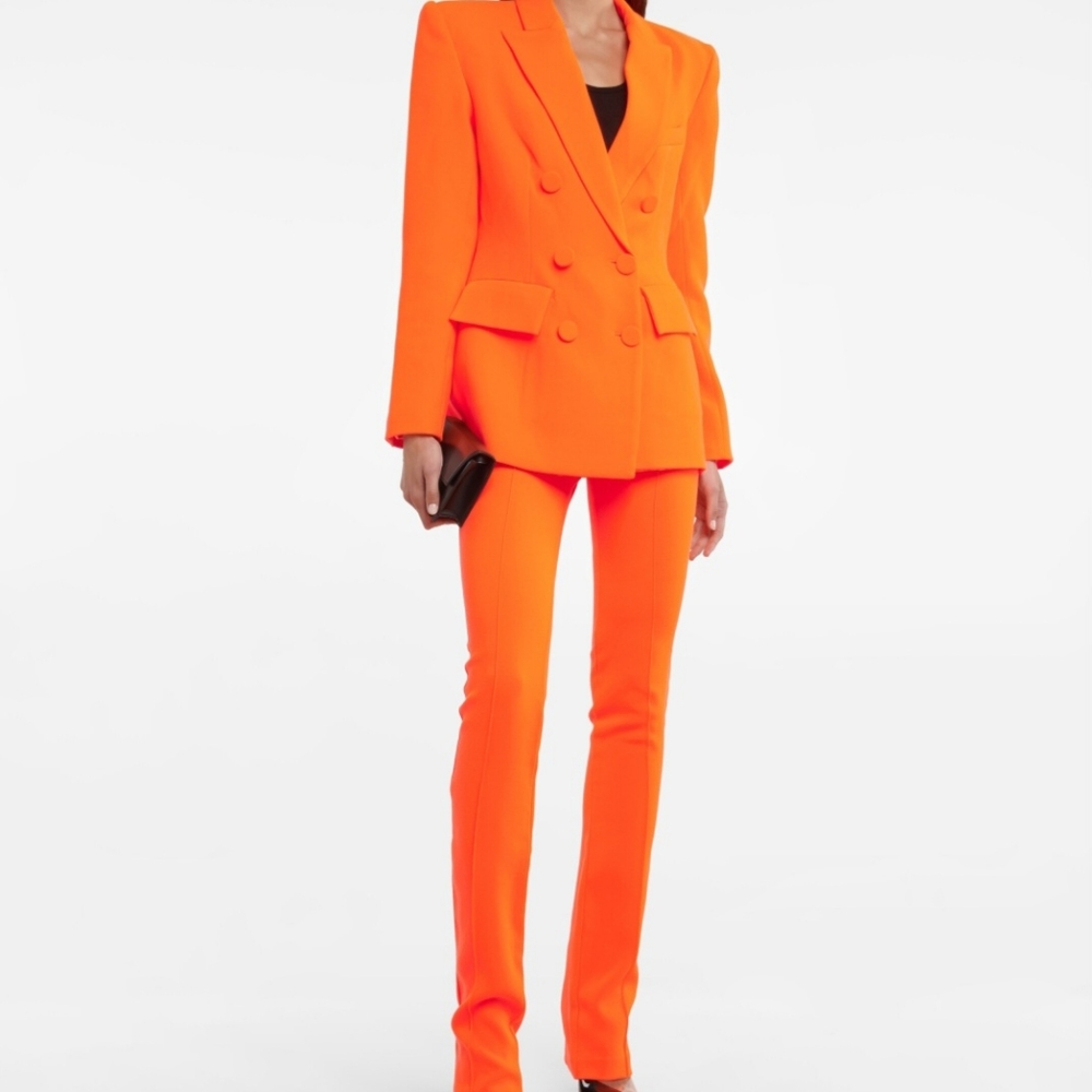 ALEX PERRY "Neon Orange Double Breast Blazer & Pants Suit. Limited Edition